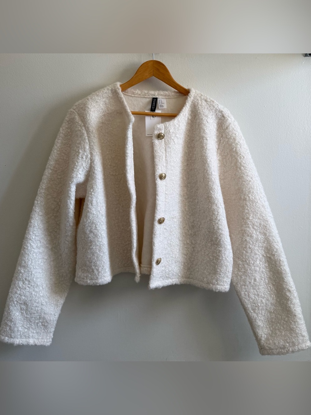 H&M Cream Teddy Button Jacket